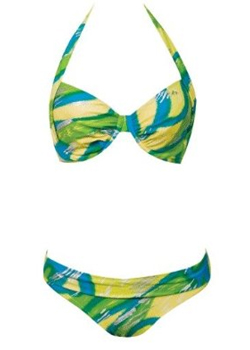 Bikini Set Turquoise Silver Flower Top & Scoop Bottom