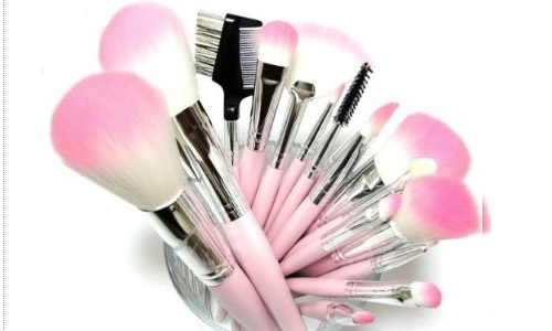 Pink Synthetic Vegan Makeup Brush Set