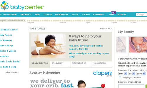Home page de babycenter.com