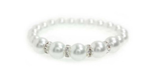 White Single Strand Fashion Beaded Pearl Bracelet